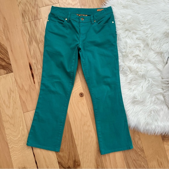 Tory Burch Teal Cropped Slim Bootcut Jeans Size 28 - Picture 3 of 9